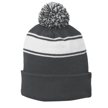 Stripe Pom Pom Beanie